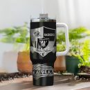 Las Vegas Raiders NFL Silver Logo Custom Stanley Quencher 30oz-40oz Stainless Steel Tumbler Hot And Cold Tumbler