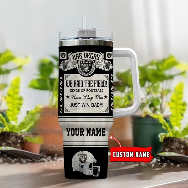 Las Vegas Raiders NFL Vintage Kings Of Football Custom Stanley Quencher 30oz-40oz Stainless Steel Tumbler Hot And Cold Tumbler - Image 2