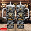 Las Vegas Raiders NFL Camouflage Golden Logo Custom Stanley Quencher 30oz-40oz Stainless Steel Tumbler Hot And Cold Tumbler