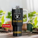 Las Vegas Raiders NFL Leather Effect Custom Stanley Quencher 30oz-40oz Stainless Steel Tumbler Hot And Cold Tumbler