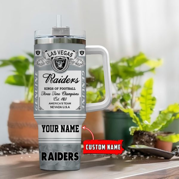 Las Vegas Raiders NFL Custom Stanley Quencher 30oz-40oz Stainless Steel Tumbler Hot And Cold Tumbler - Image 2