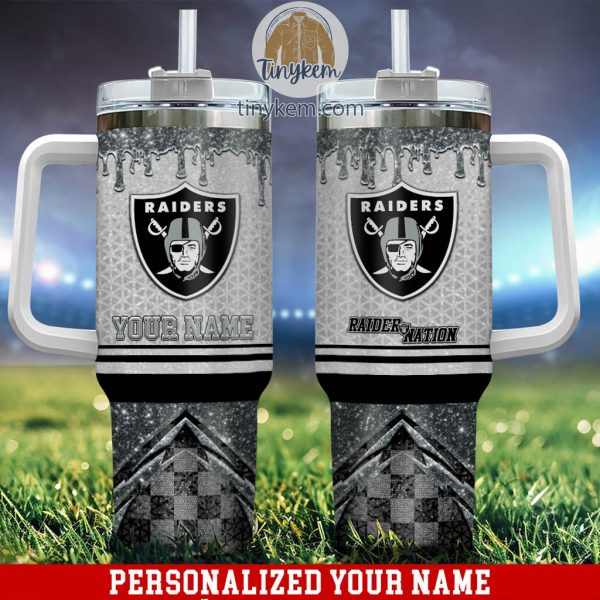 Las Vegas Raiders Glitter NFL Custom Stanley Quencher 30oz-40oz Stainless Steel Tumbler Hot And Cold Tumbler