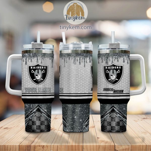 Las Vegas Raiders Glitter NFL Custom Stanley Quencher 30oz-40oz Stainless Steel Tumbler Hot And Cold Tumbler - Image 2