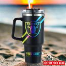 Las Vegas Raiders NFL Hologram Logo Custom Stanley Quencher 30oz-40oz Stainless Steel Tumbler Hot And Cold Tumbler