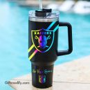 Las Vegas Raiders NFL Hologram Logo Custom Stanley Quencher 30oz-40oz Stainless Steel Tumbler Hot And Cold Tumbler