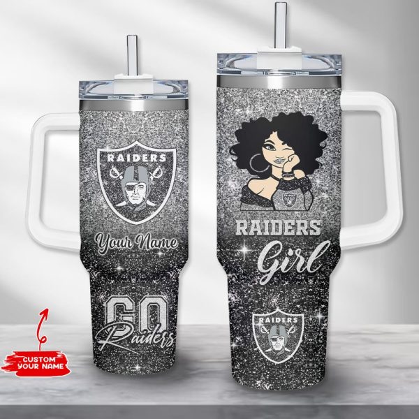 Las Vegas Raiders NFL Custom Stanley Quencher 30oz-40oz Stainless Steel Tumbler Hot And Cold Tumbler