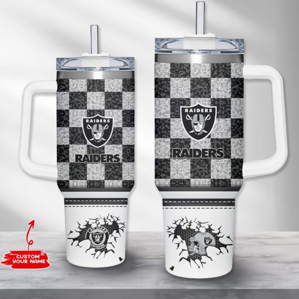Las Vegas Raiders NFL Custom Stanley Quencher 30oz-40oz Stainless Steel Tumbler Hot And Cold Tumbler