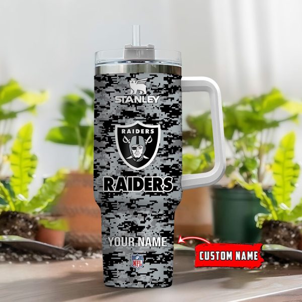 Las Vegas Raiders NFL Camouflage Custom Stanley Quencher 30oz-40oz Stainless Steel Tumbler Hot And Cold Tumbler - Image 2