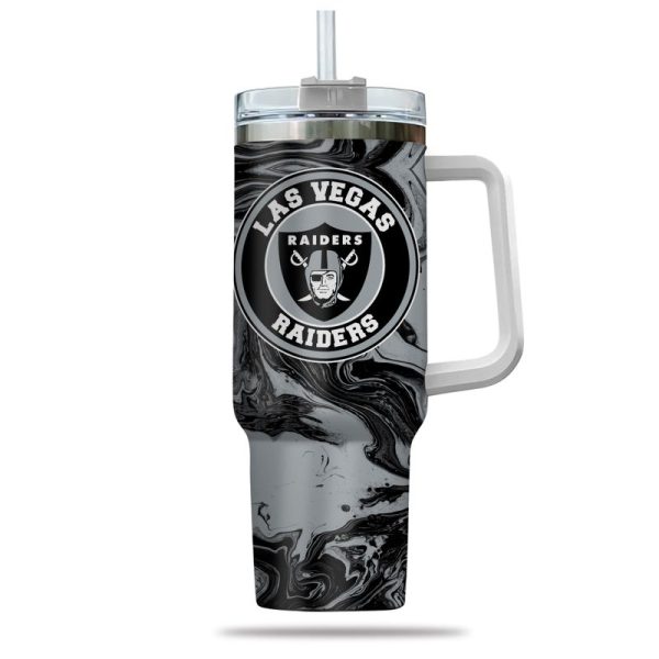 Las Vegas Raiders NFL Custom Stanley Quencher 30oz-40oz Stainless Steel Tumbler Hot And Cold Tumbler - Image 2