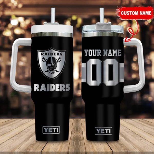 Las Vegas Raiders NFL Laser Engraved Effect Custom Stanley Quencher 30oz-40oz Stainless Steel Tumbler Hot And Cold Tumbler