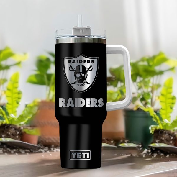 Las Vegas Raiders NFL Laser Engraved Effect Custom Stanley Quencher 30oz-40oz Stainless Steel Tumbler Hot And Cold Tumbler - Image 2