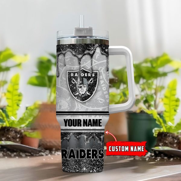 Las Vegas Raiders NFL Glitter Custom Stanley Quencher 30oz-40oz Stainless Steel Tumbler Hot And Cold Tumbler - Image 2