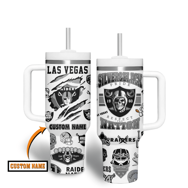 Las Vegas Raiders NFL Custom Stanley Quencher 30oz-40oz Stainless Steel Tumbler Hot And Cold Tumbler