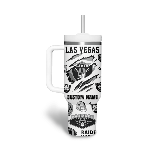 Las Vegas Raiders NFL Custom Stanley Quencher 30oz-40oz Stainless Steel Tumbler Hot And Cold Tumbler - Image 2