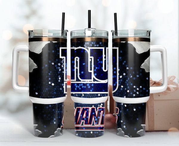 New York Giants NFL Stained Glass Effect Custom Stanley Quencher 30oz-40oz Stainless Steel Tumbler Hot And Cold Tumbler