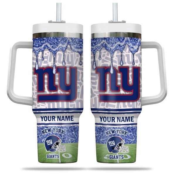 New York Giants NFL Glitter Custom Stanley Quencher 30oz-40oz Stainless Steel Tumbler Hot And Cold Tumbler - Image 2