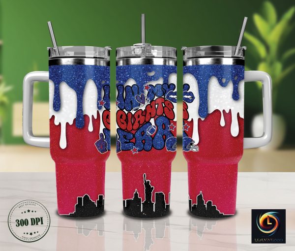 New York Giants NFL Glitter Custom Stanley Quencher 30oz-40oz Stainless Steel Tumbler Hot And Cold Tumbler