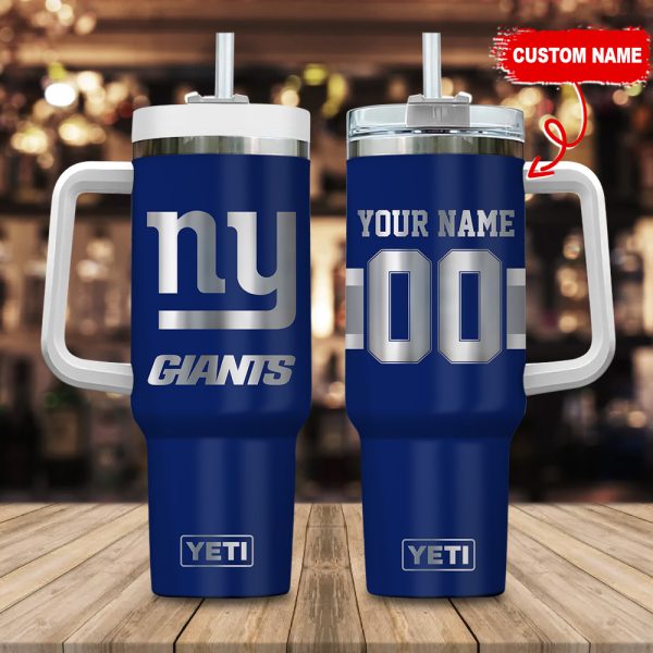 New York Giants NFL Laser Engraved Effect Custom Stanley Quencher 30oz-40oz Stainless Steel Tumbler Hot And Cold Tumbler
