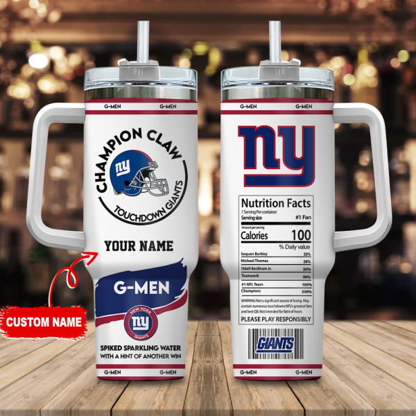 New York Giants NFL Champion Claw Custom Stanley Quencher 30oz-40oz Stainless Steel Tumbler Hot And Cold Tumbler