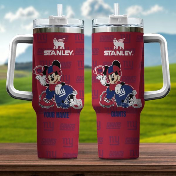 New York Giants NFL Mickey Mouse Custom Stanley Quencher 30oz-40oz Stainless Steel Tumbler Hot And Cold Tumbler
