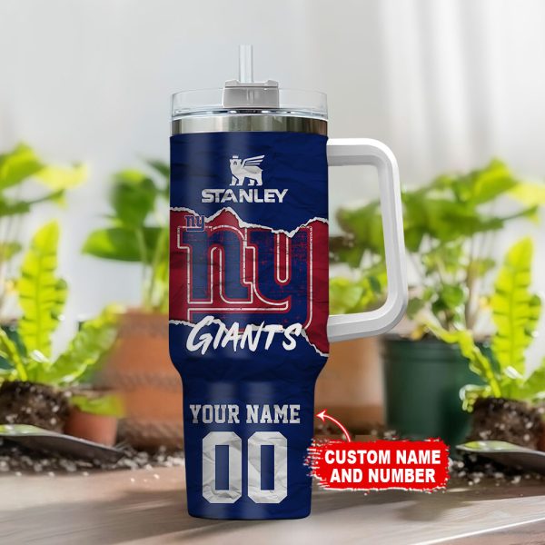 New York Giants NFL Custom Stanley Quencher 30oz-40oz Stainless Steel Tumbler Hot And Cold Tumbler - Image 2