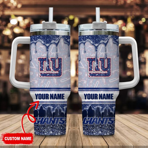 New York Giants NFL Glitter Custom Stanley Quencher 30oz-40oz Stainless Steel Tumbler Hot And Cold Tumbler