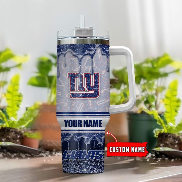 New York Giants NFL Glitter Custom Stanley Quencher 30oz-40oz Stainless Steel Tumbler Hot And Cold Tumbler - Image 2