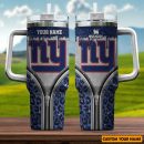 New York Giants NFL Glitter Leopard Print Custom Stanley Quencher 30oz-40oz Stainless Steel Tumbler Hot And Cold Tumbler