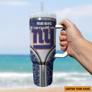 New York Giants NFL Glitter Leopard Print Custom Stanley Quencher 30oz-40oz Stainless Steel Tumbler Hot And Cold Tumbler