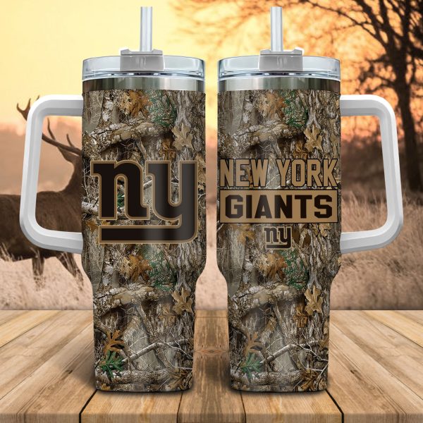 New York Giants NFL Hunting Realtree Custom Stanley Quencher 30oz-40oz Stainless Steel Tumbler Hot And Cold Tumbler
