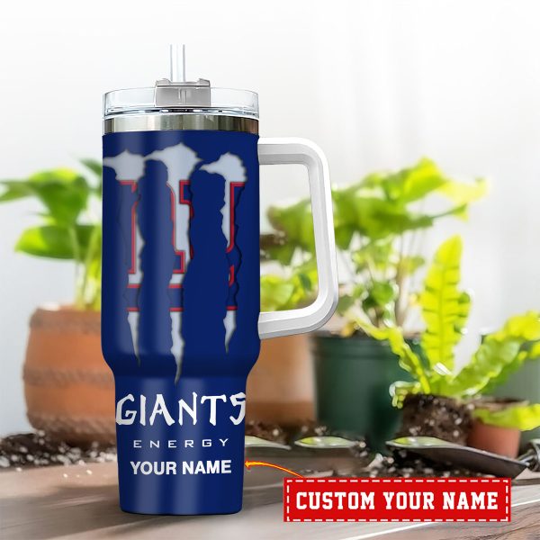 New York Giants NFL Energy Nutrition Facts Custom Stanley Quencher 30oz-40oz Stainless Steel Tumbler Hot And Cold Tumbler - Image 2