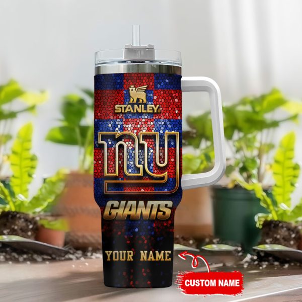 New York Giants NFL Glitter Golden Logo Custom Stanley Quencher 30oz-40oz Stainless Steel Tumbler Hot And Cold Tumbler - Image 2