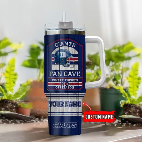 New York Giants NFL Fan Cave Custom Stanley Quencher 30oz-40oz Stainless Steel Tumbler Hot And Cold Tumbler - Image 2