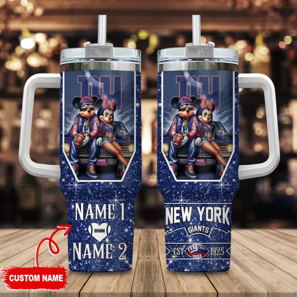 New York Giants NFL Mickey And Minnie Couple Custom Stanley Quencher 30oz-40oz Stainless Steel Tumbler Hot And Cold Tumbler