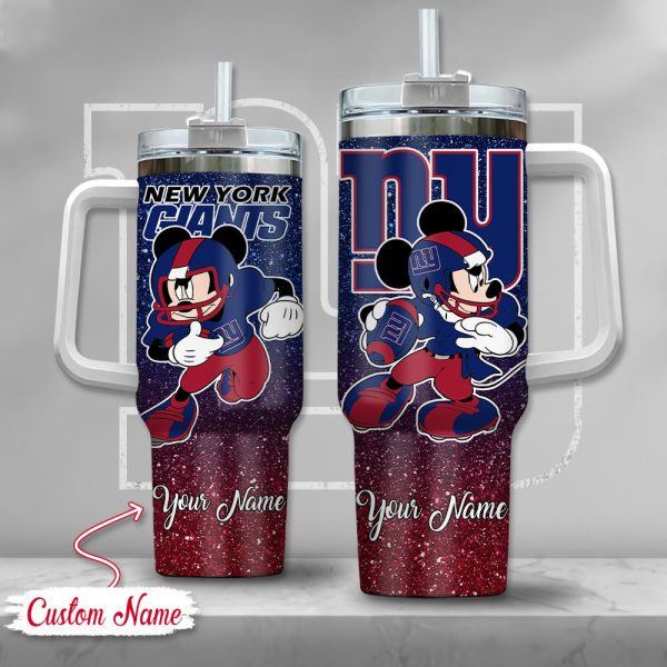 New York Giants NFL Mickey Mouse Glitter Custom Stanley Quencher 30oz-40oz Stainless Steel Tumbler Hot And Cold Tumbler