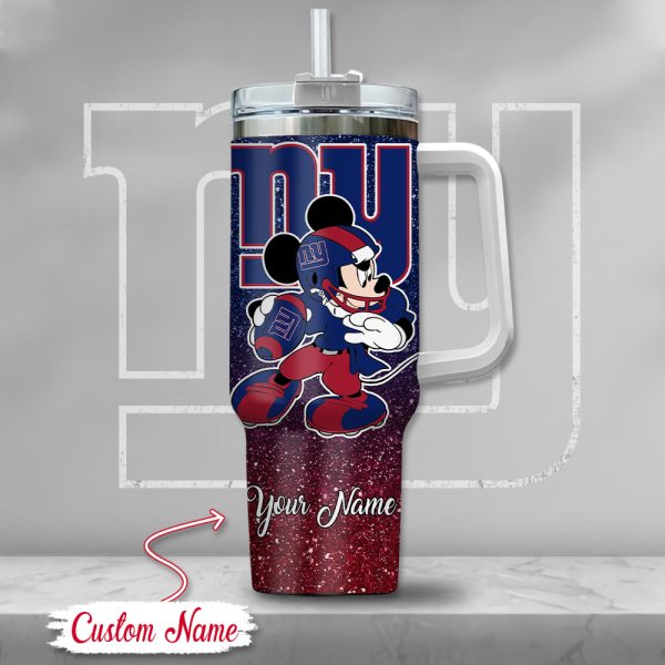 New York Giants NFL Mickey Mouse Glitter Custom Stanley Quencher 30oz-40oz Stainless Steel Tumbler Hot And Cold Tumbler - Image 2