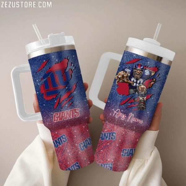 New York Giants NFL Glitter Custom Stanley Quencher 30oz-40oz Stainless Steel Tumbler Hot And Cold Tumbler