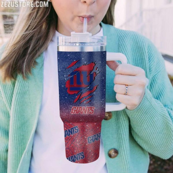 New York Giants NFL Glitter Custom Stanley Quencher 30oz-40oz Stainless Steel Tumbler Hot And Cold Tumbler - Image 2