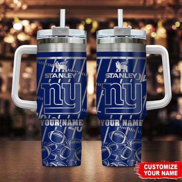 New York Giants NFL Silver Custom Stanley Quencher 30oz-40oz Stainless Steel Tumbler Hot And Cold Tumbler