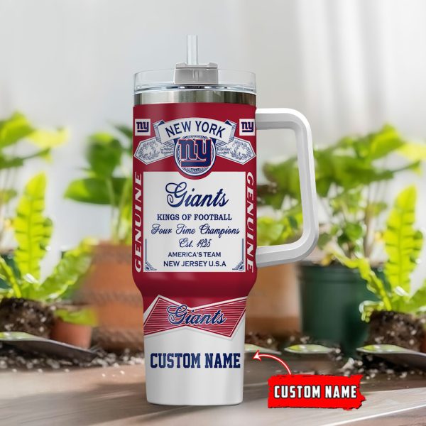 New York Giants NFL Nutrition Facts Custom Stanley Quencher 30oz-40oz Stainless Steel Tumbler Hot And Cold Tumbler - Image 2