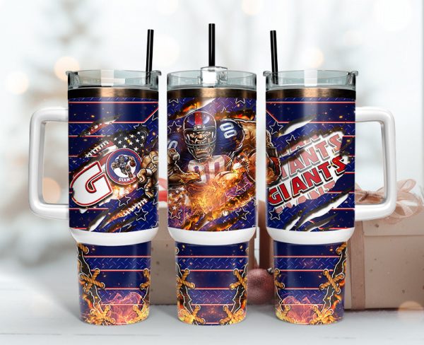 New York Giants NFL Mascot Custom Stanley Quencher 30oz-40oz Stainless Steel Tumbler Hot And Cold Tumbler