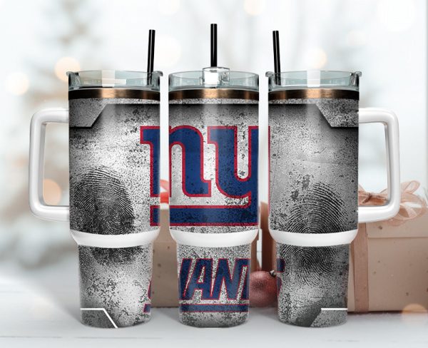 New York Giants NFL Fingerprint Effect Custom Stanley Quencher 30oz-40oz Stainless Steel Tumbler Hot And Cold Tumbler