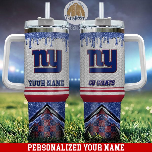 New York Giants Glitter NFL Custom Stanley Quencher 30oz-40oz Stainless Steel Tumbler Hot And Cold Tumbler