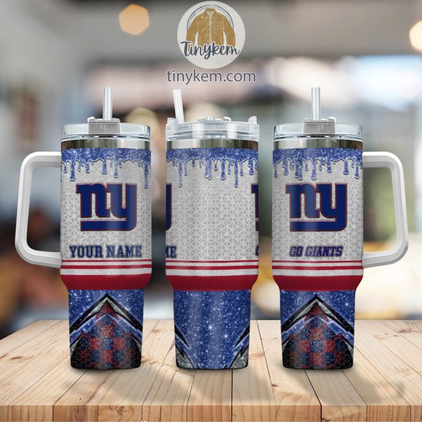 New York Giants Glitter NFL Custom Stanley Quencher 30oz-40oz Stainless Steel Tumbler Hot And Cold Tumbler - Image 2