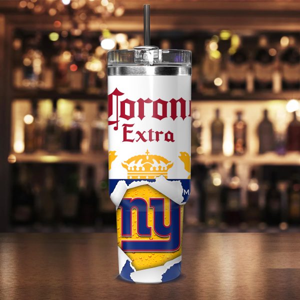 New York Giants NFL Corona Extra Custom Stanley Quencher 30oz-40oz Stainless Steel Tumbler Hot And Cold Tumbler - Image 2