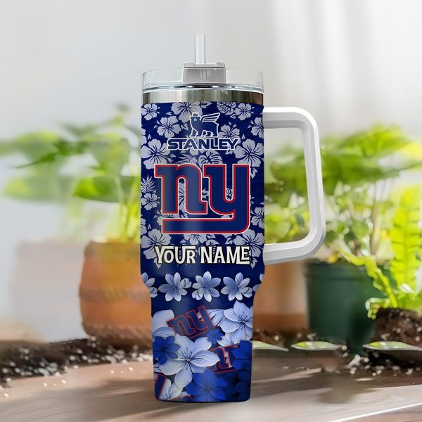 New York Giants NFL Tropical Floral Custom Stanley Quencher 30oz-40oz Stainless Steel - Image 2