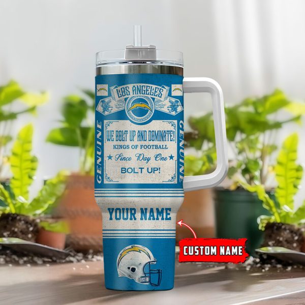 Los Angeles Chargers NFL Vintage Kings Of Football Custom Stanley Quencher 30oz-40oz Stainless Steel Tumbler Hot And Cold Tumbler - Image 2
