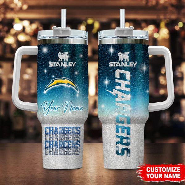 Los Angeles Chargers NFL Glitter Custom Stanley Quencher 30oz-40oz Stainless Steel Tumbler Hot And Cold Tumbler