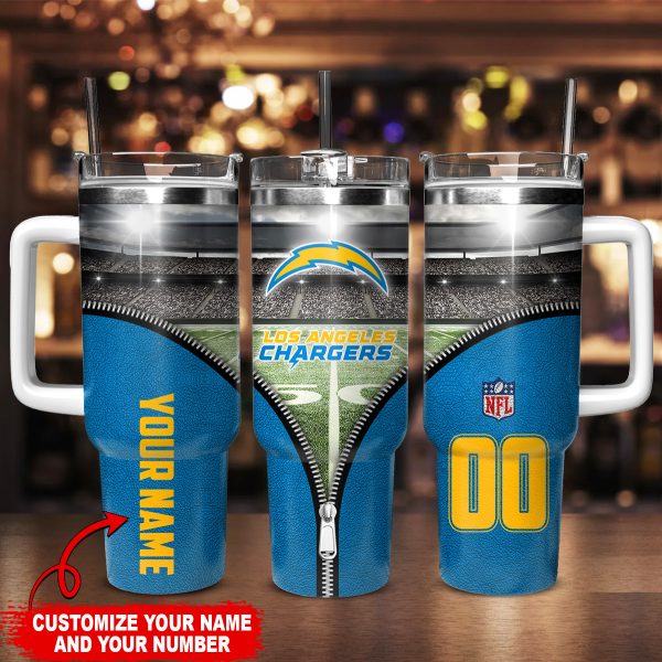Los Angeles Chargers NFL Custom Stanley Quencher 30oz-40oz Stainless Steel Tumbler Hot And Cold Tumbler - Image 2