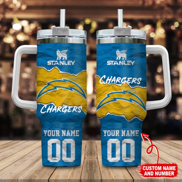 Los Angeles Chargers NFL Custom Stanley Quencher 30oz-40oz Stainless Steel Tumbler Hot And Cold Tumbler